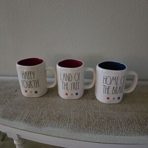 Rae Dunn Holiday Decor Red Blue Ceramic Mug Set